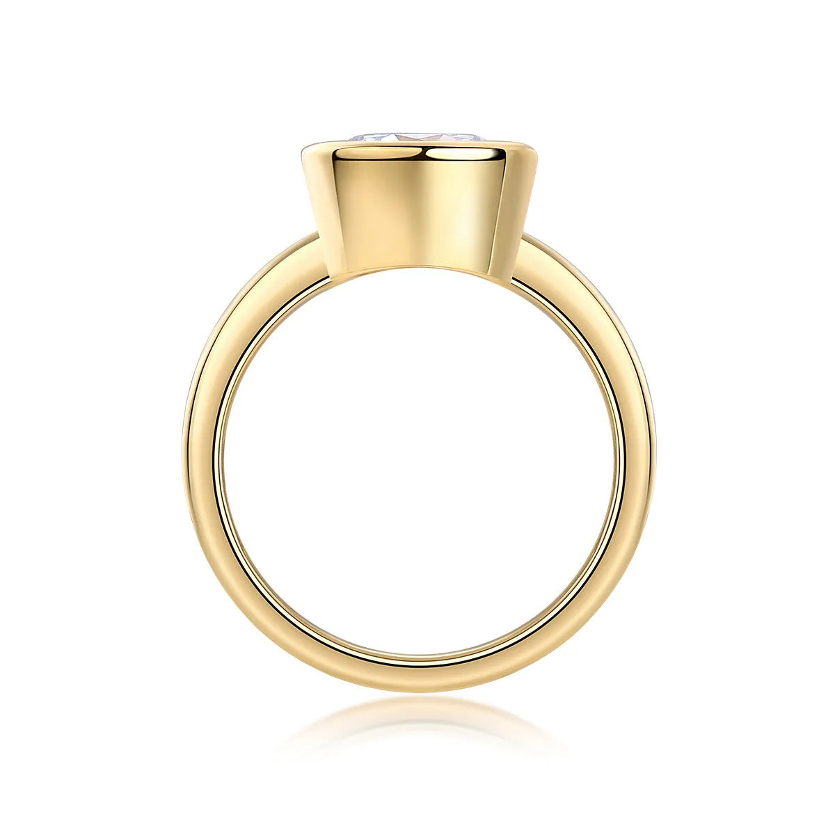 Moissanite wedding ring set with round 9.0mm stone in S925 silver and gold plating, sizes 5 to 9
