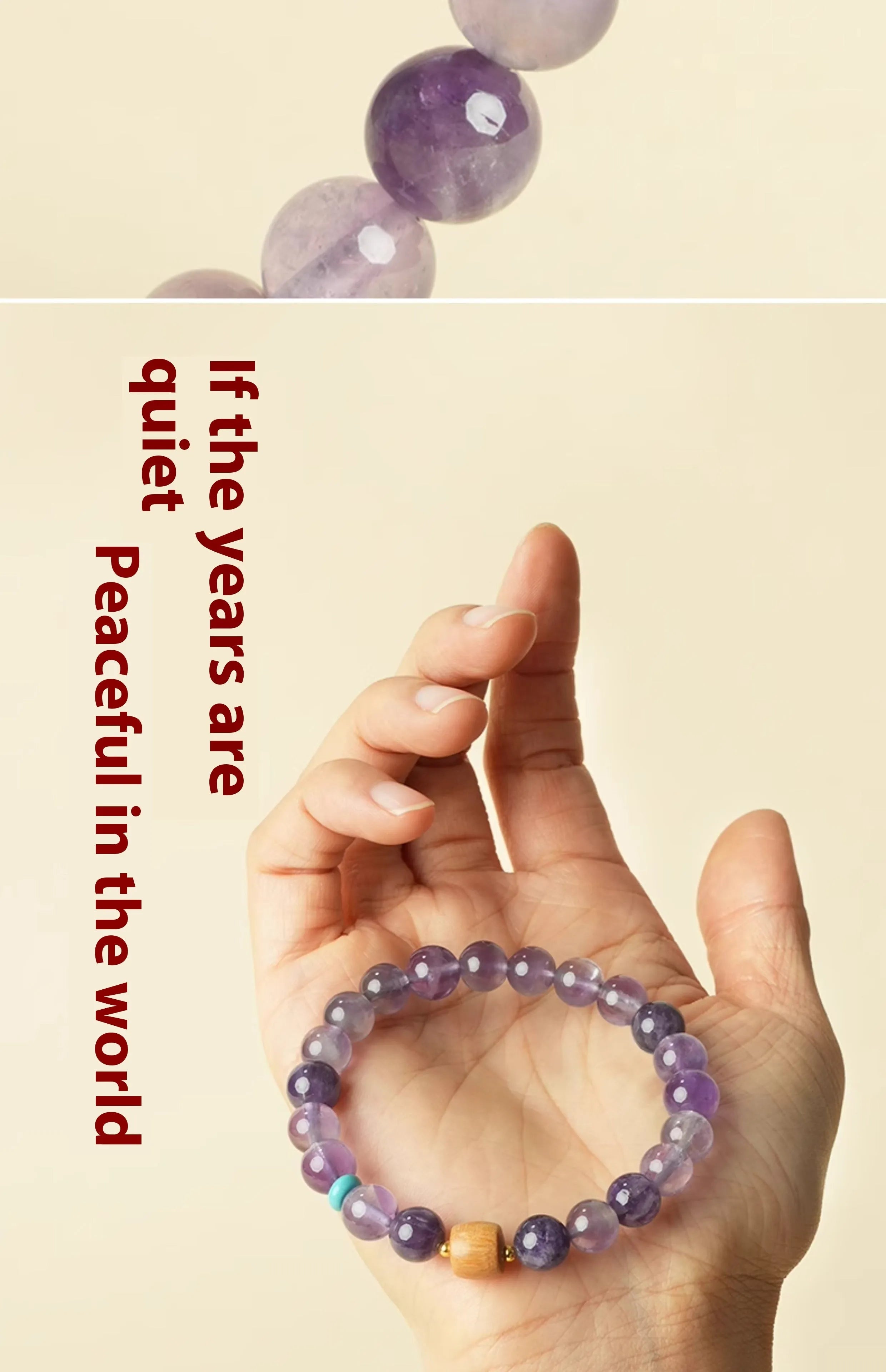 Handmade purple amethyst crystal bracelet for women, showing 6mm and 8mm bead size options.