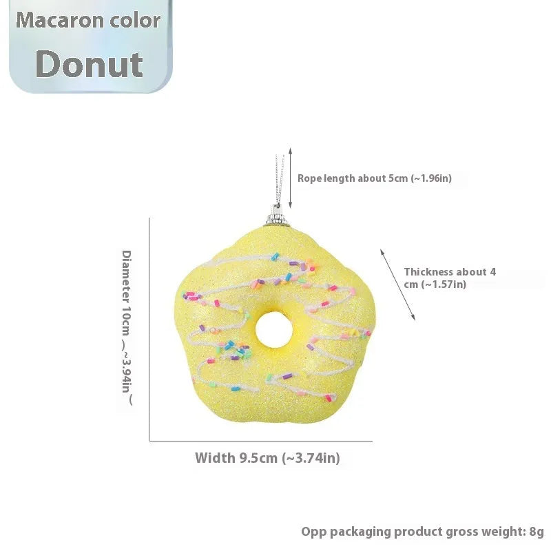 Foam Christmas macaron colour series pendant in ice cream shape, pink colour, hanging on a Christmas tree branch