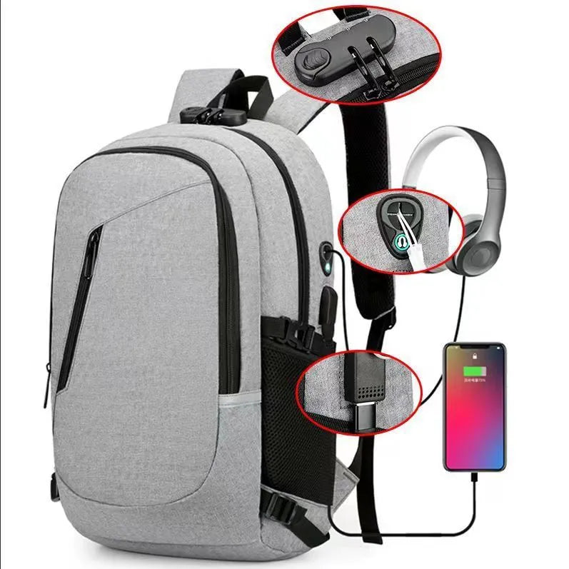 Oxford cloth computer backpack in blue colour with 20-35L capacity and street trend style