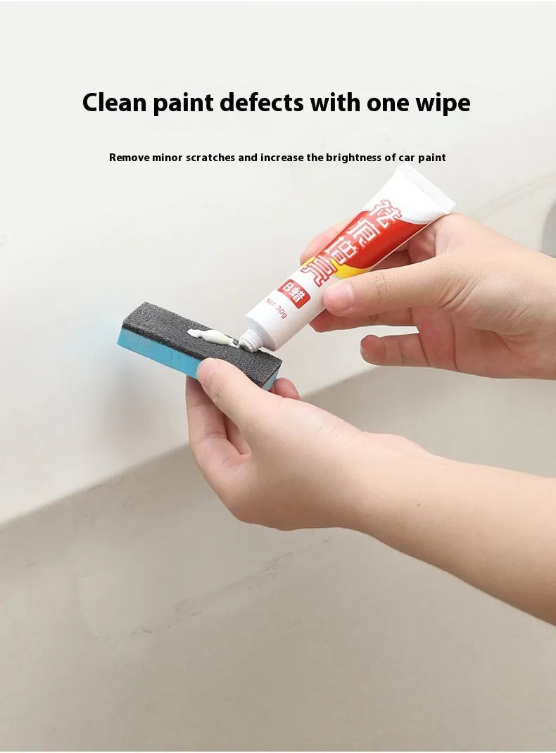 Car repair wax kit with two bottles and a frosted sponge for scratch removal and paint polishing