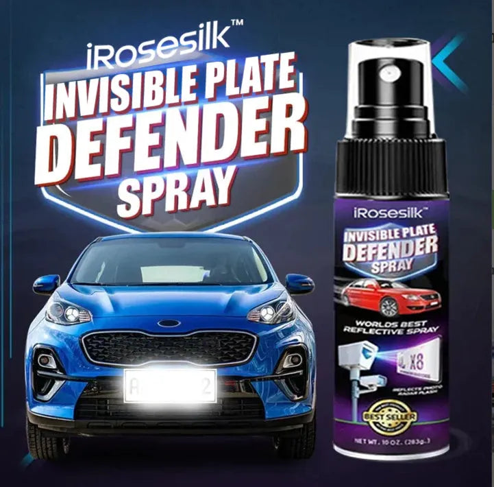 Invisible license plate spray clear coat 30ml PET bottle with label and spray nozzle on a white background