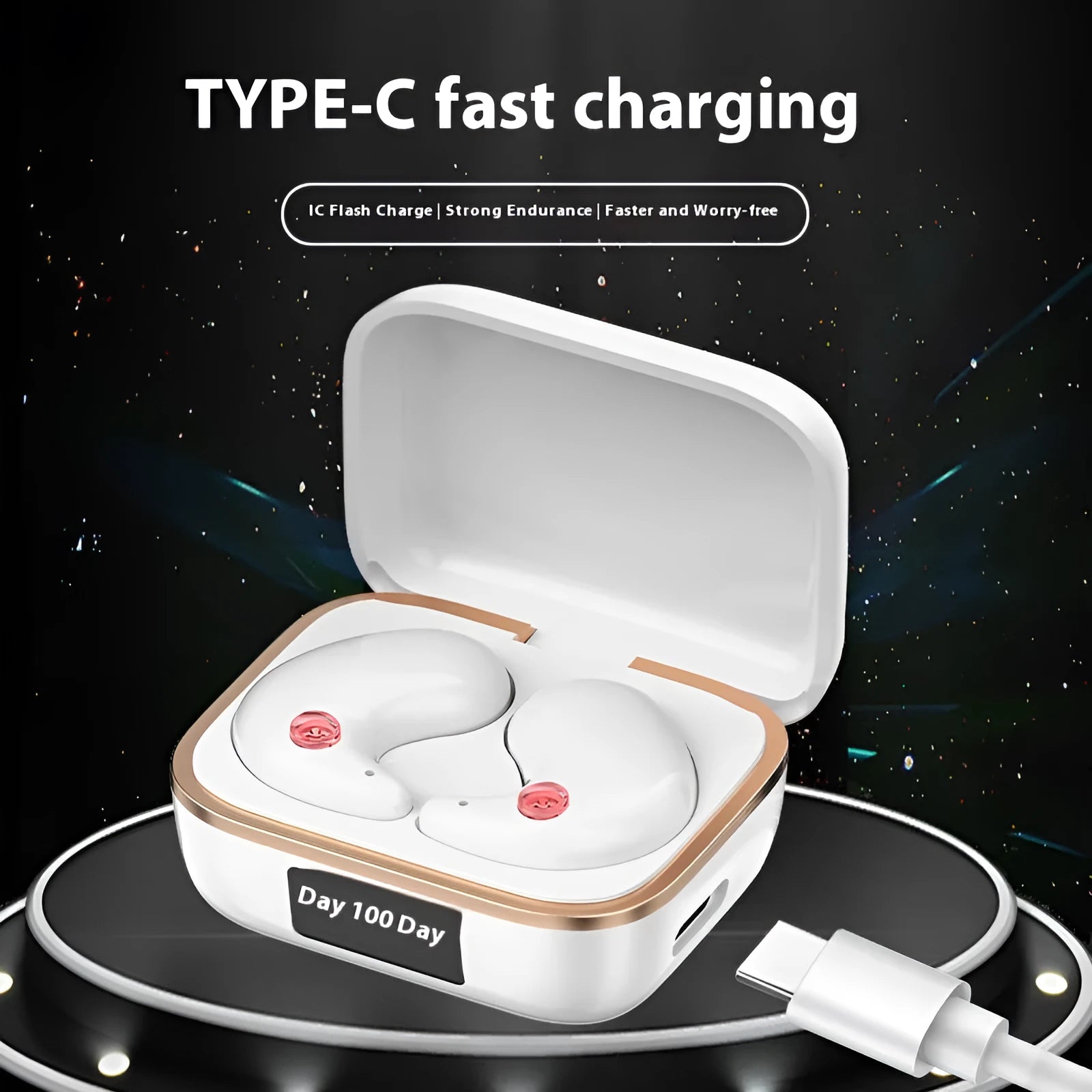 Mini J11 wireless Bluetooth headset in black with noise reduction and breathing light