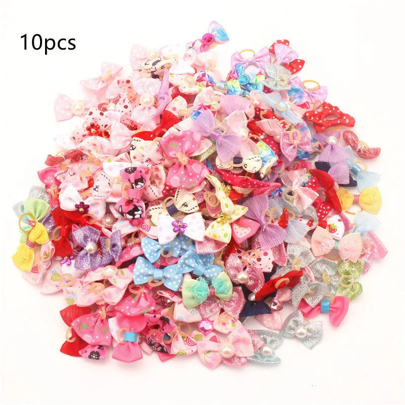 Pet Bow Ornament Accessories made of polyester, ten headbands for dogs and cats.