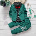Children's blue casual sport suit set with short sleeves and elastic waist trousers