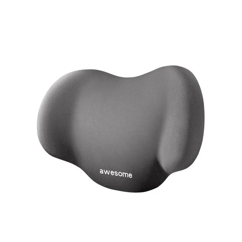 Grey geometric patterned automotive headrest and lumbar support pillows with memory foam for car seat comfort
