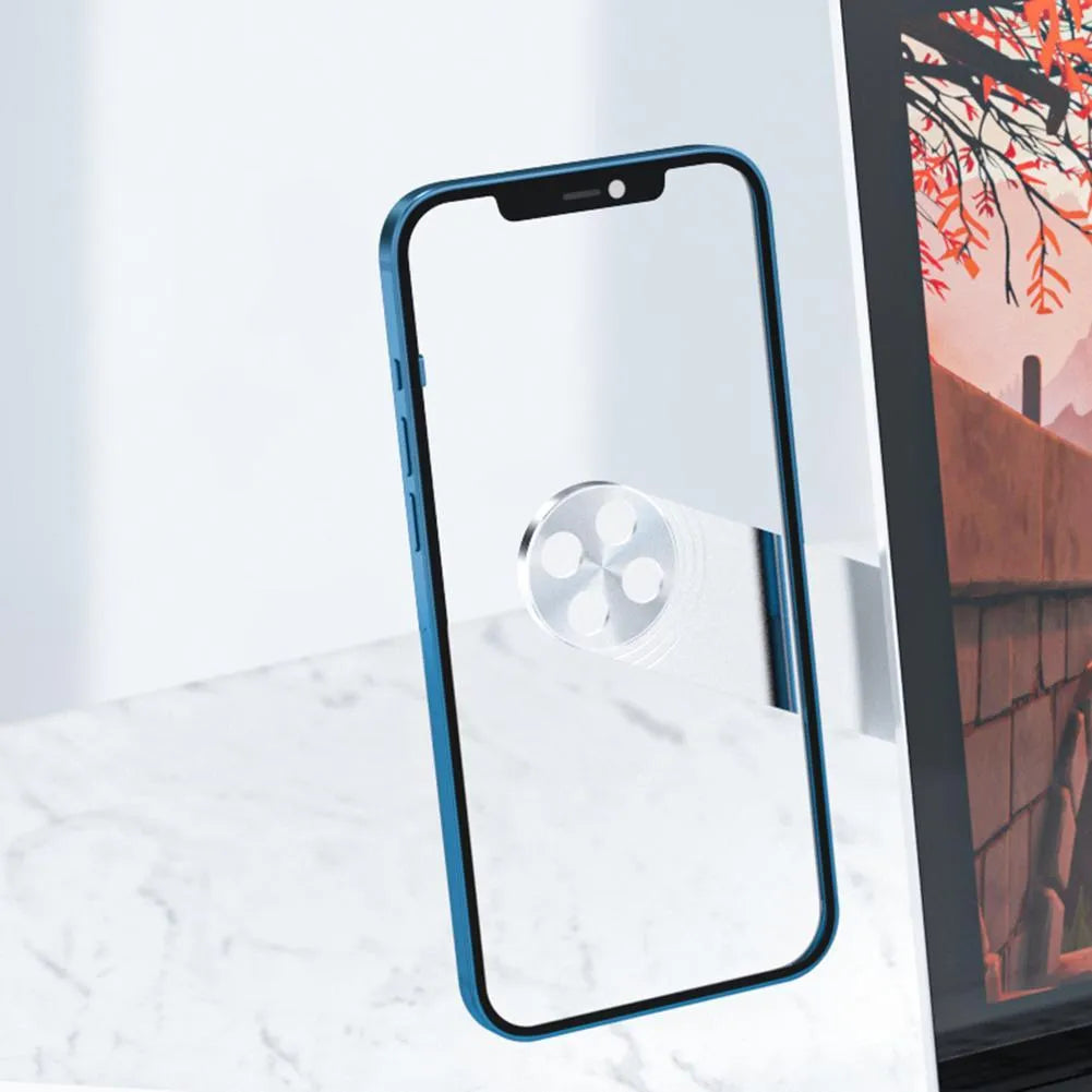 Black aluminium laptop phone holder clipped to side of monitor with smartphone attached.