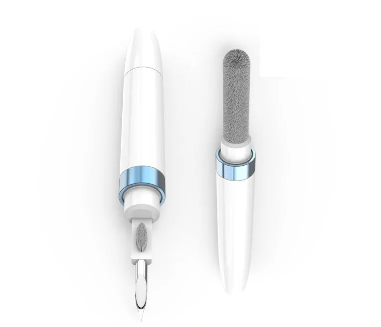 Blue electronics cleaning pen with three cleaning layers for headphones and phones