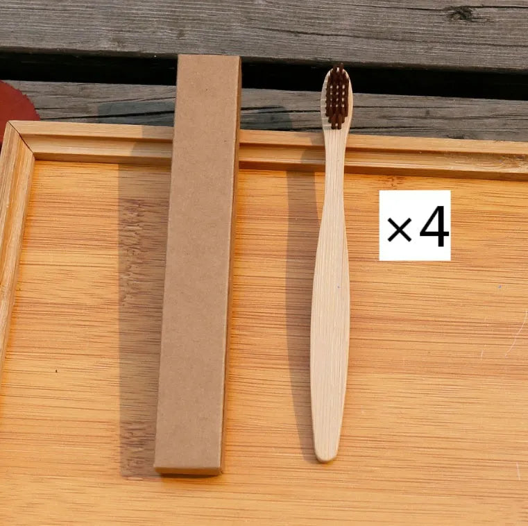 Eco friendly bamboo soft fibre toothbrush with biodegradable handle for adults