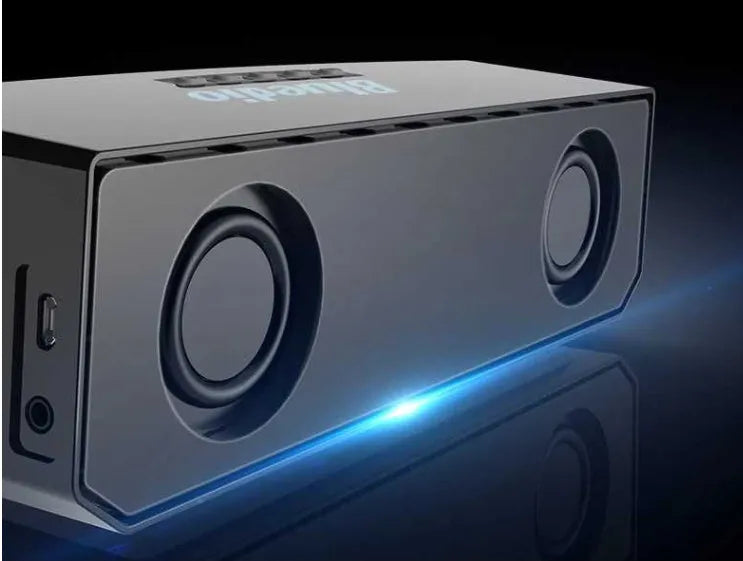 Black BS-6 Bluetooth cloud smart speaker showing front grille and compact rectangular design.