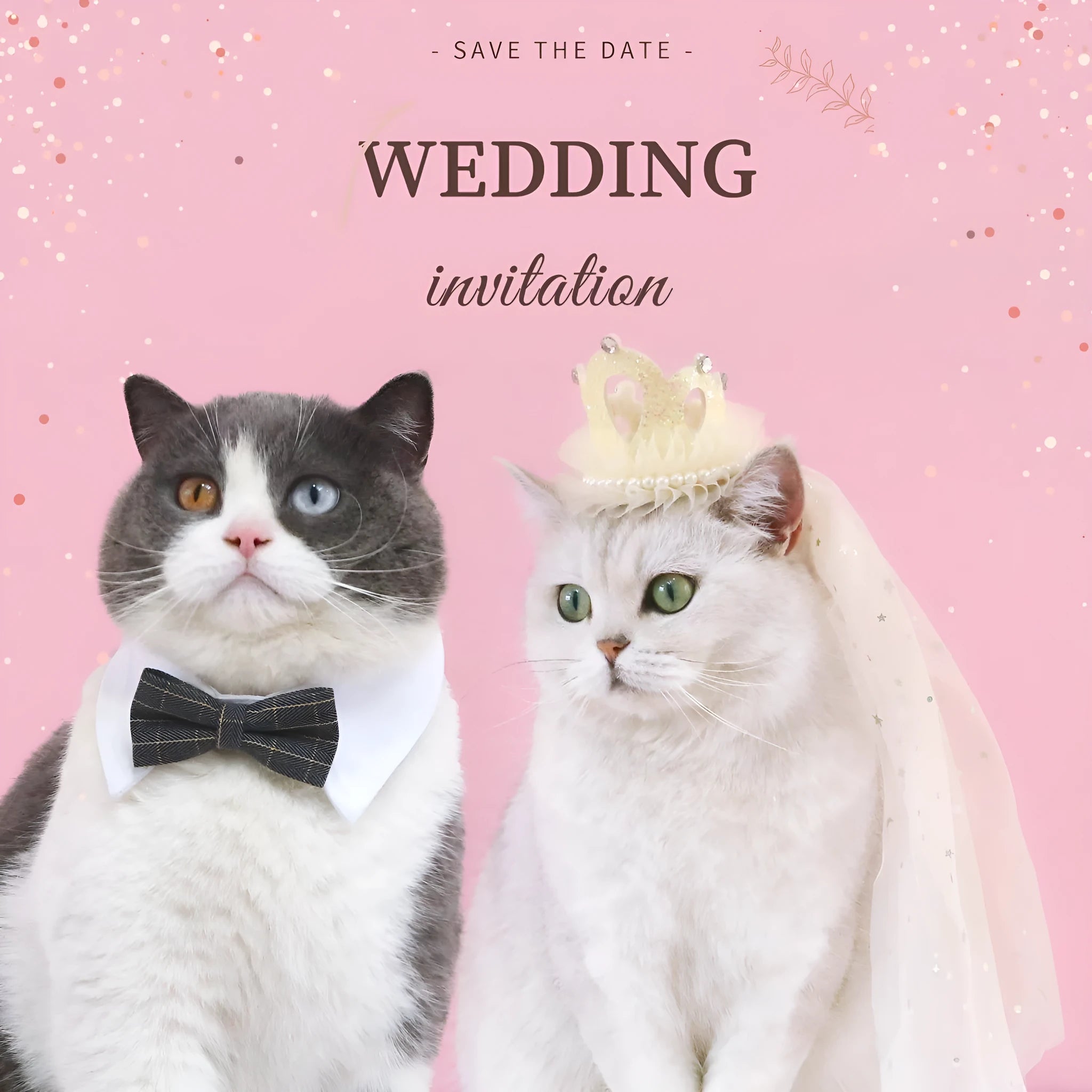 Cat wearing princess crown headdress with veil for wedding or birthday celebration