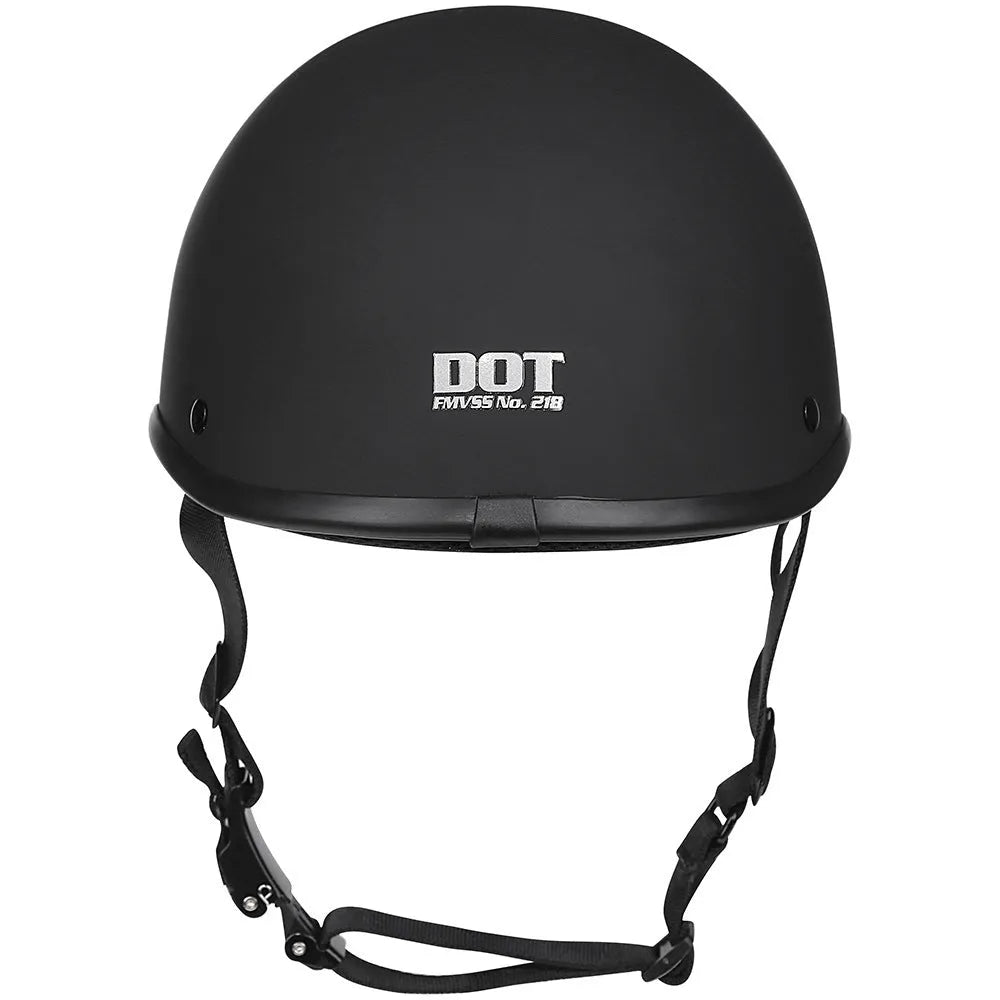 Retro full-face motorcycle helmet in matte black with hand-curved aerodynamic ABS shell.