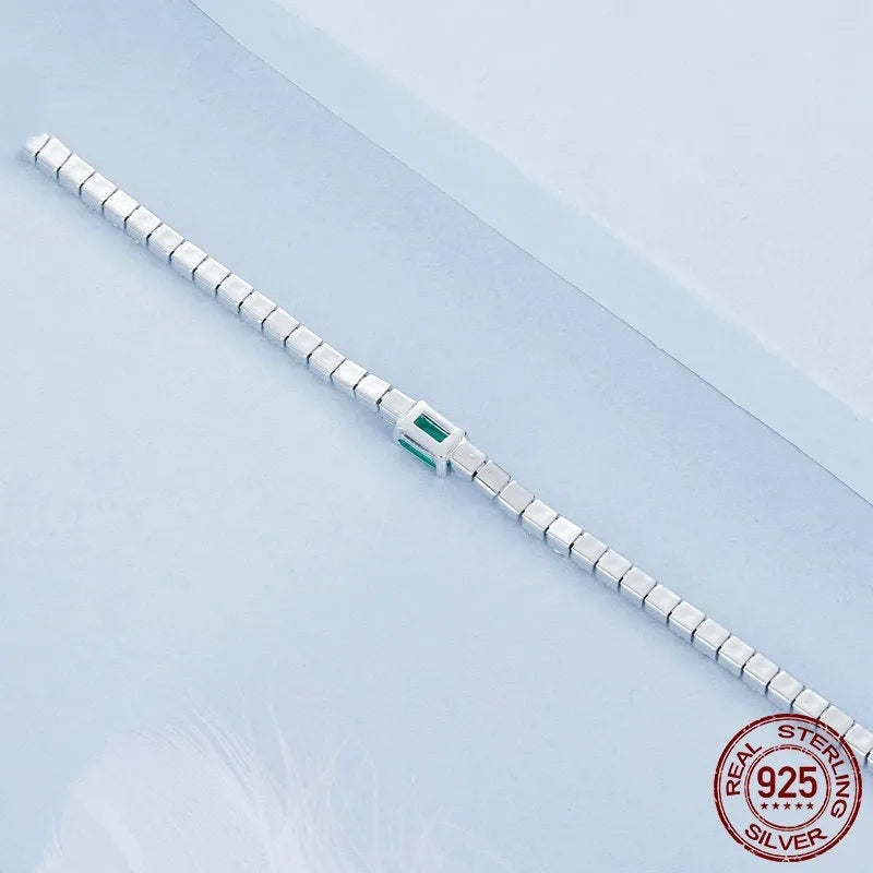 S925 sterling silver classic emerald bracelet for women colour BSB179