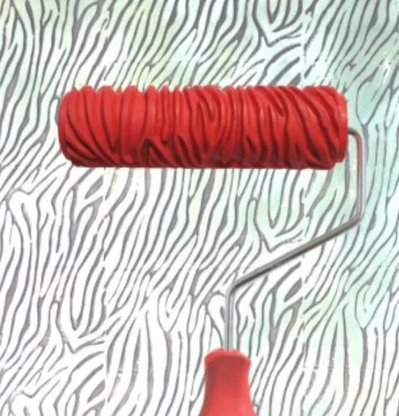 Red 7 inch rubber texture paint embossing roller for creating wall patterns