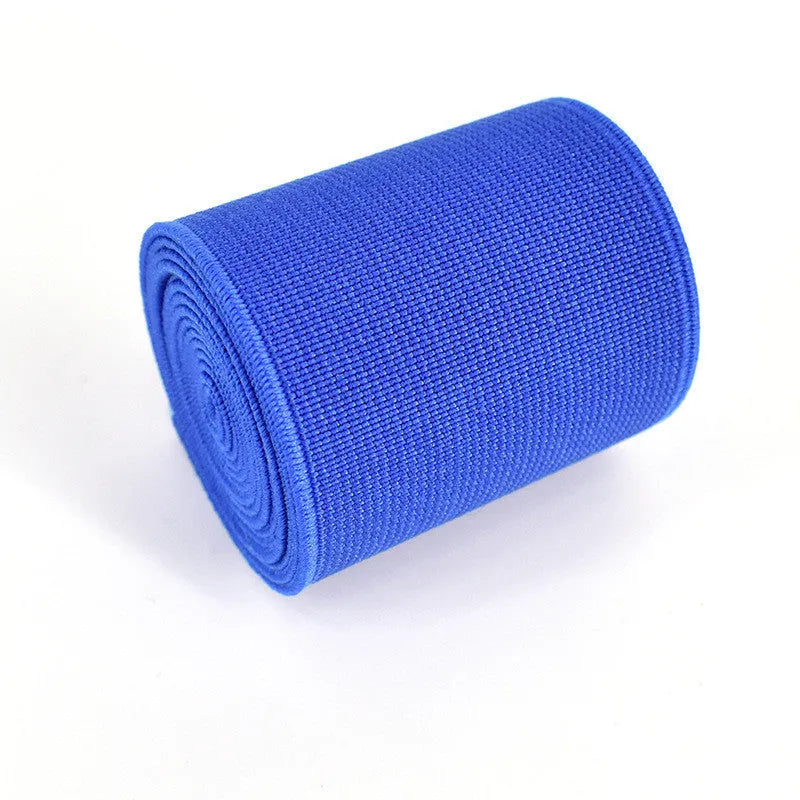 5cm wide colourful elastic band showing ten colour options including black, brown, dark red and blue variants