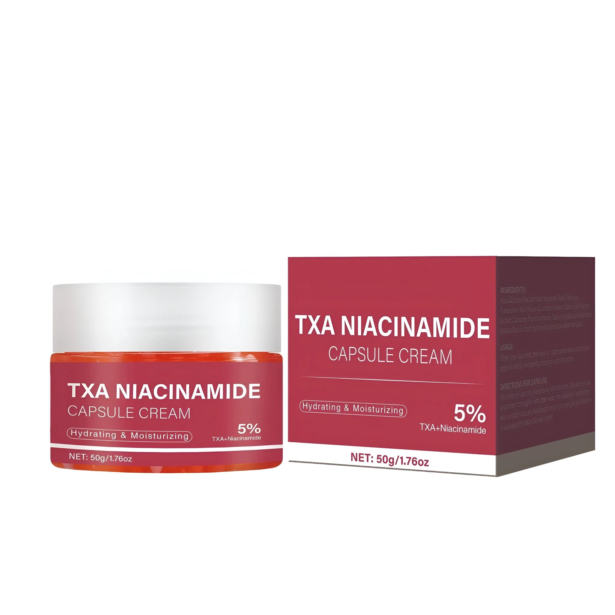 TXA Nicotinamide Capsule Cream 50g jar with screw-top lid on clean background