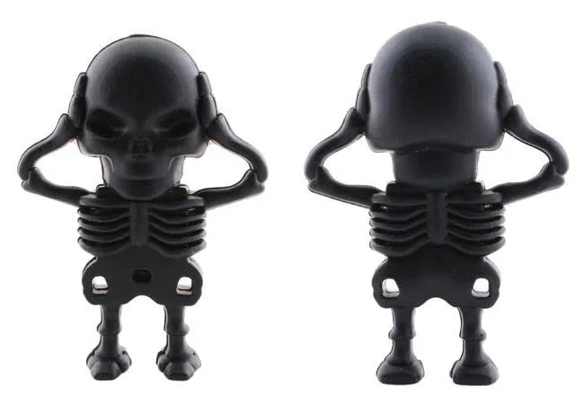 Halloween skeleton skull USB flash drive with PVC shell and attached chain