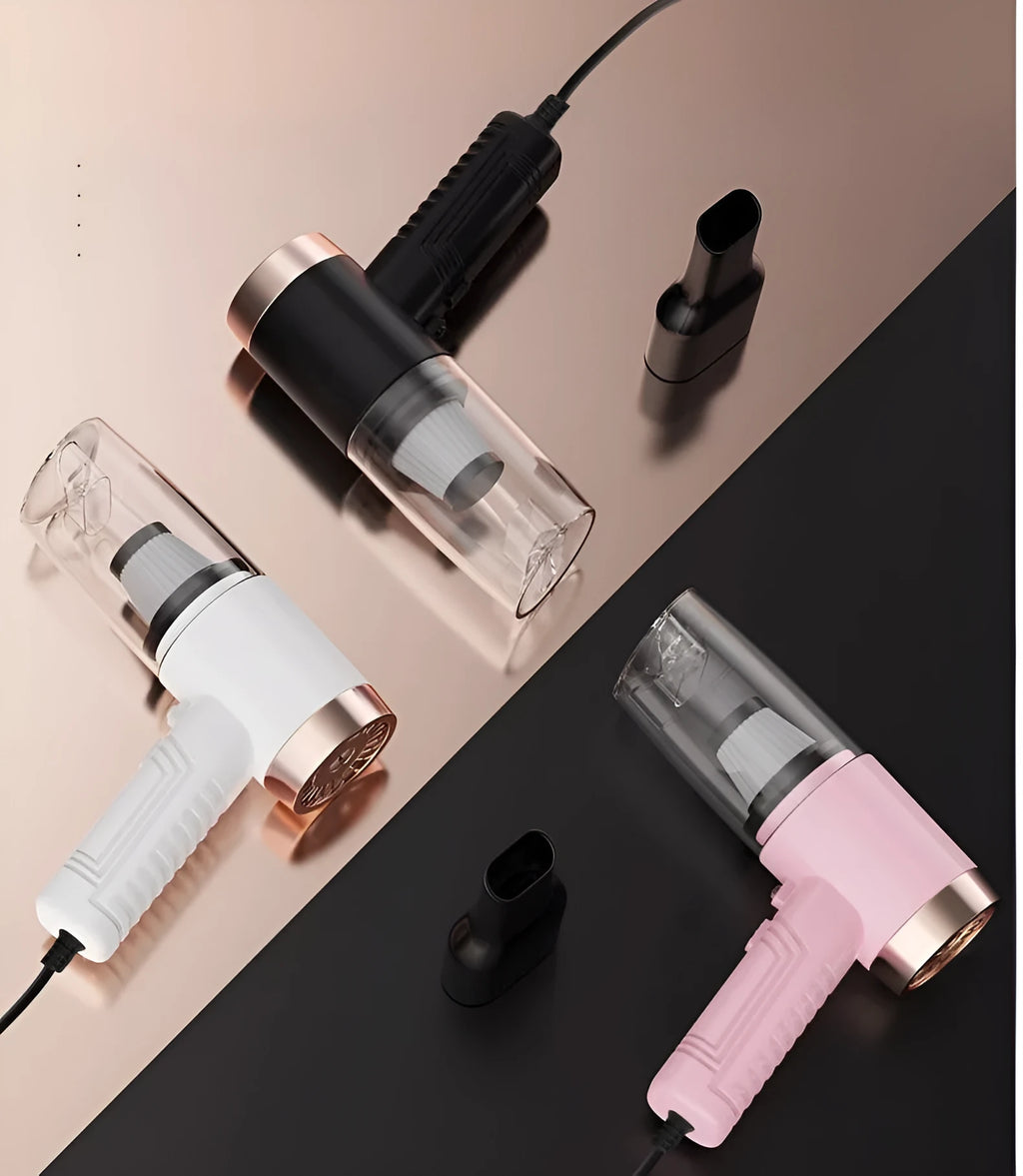 12V 120W wet and dry car vacuum cleaner with fragrance, 5m cord, 24x22x8cm, black white pink