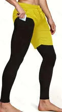 Polyester fibre fitness training running cycling bottoming pants in Army Green, loose fit, side view on mannequin