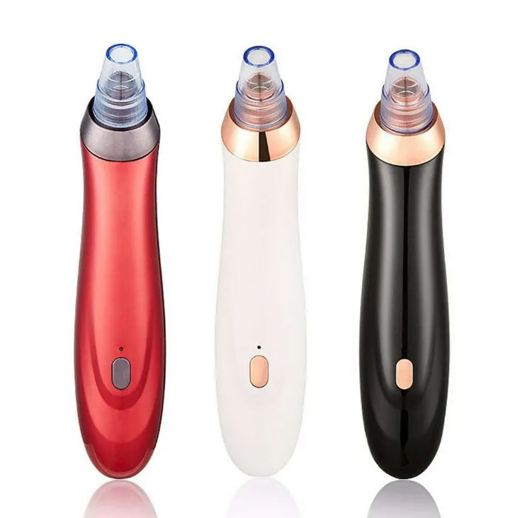 Electric blackhead remover tool with vacuum suction and multiple nozzle attachments