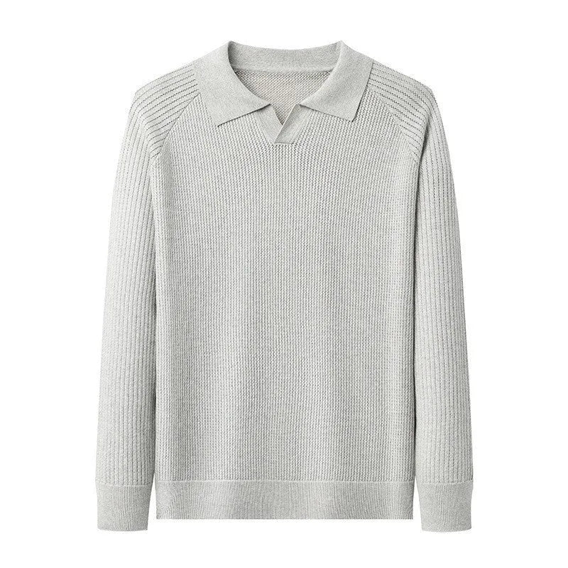 Men's loose cotton pullover shirt with scissors collar in black, dark gray, or oat gray, sizes M to XXXXL