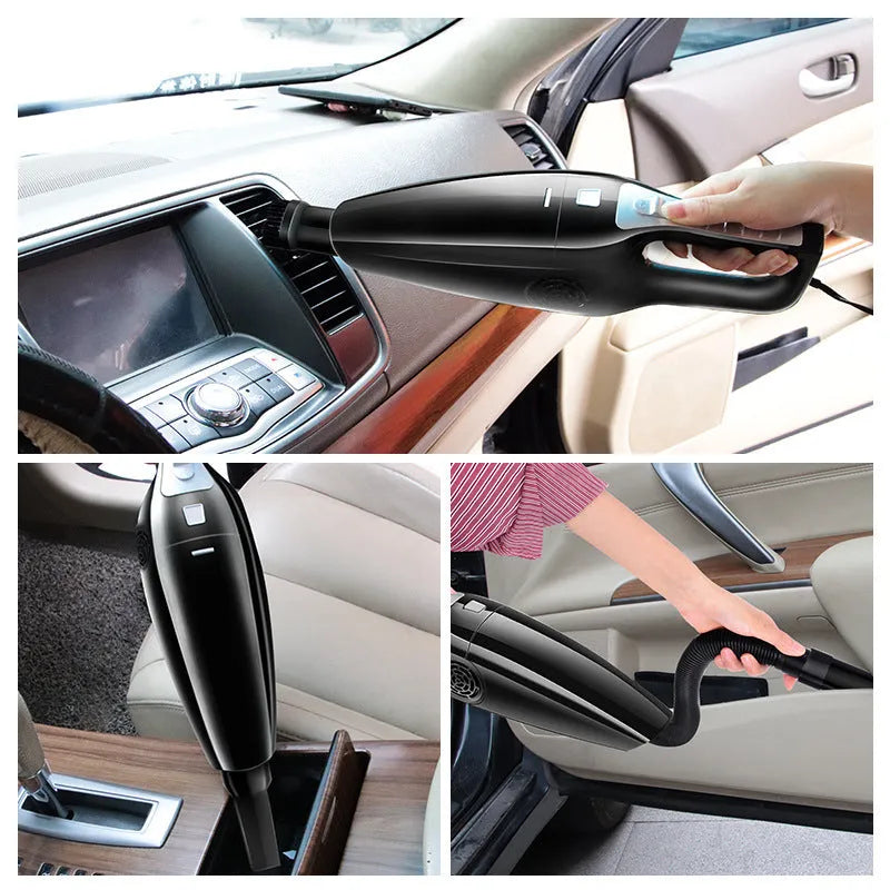 PoHigh Power Hypa black and orange 12V car vacuum cleaner for cleaning car interiors.