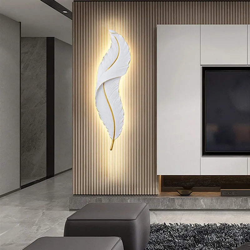 Modern minimalist LED wall lamp with white PVC shade, small size 20x65cm
