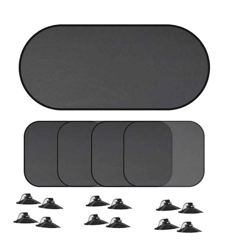 5-piece nylon mesh car sunshade set with suction cups for front and rear windows