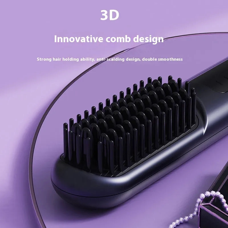 Portable negative ion hair comb in white, dark blue or grey colours with USB charging cable