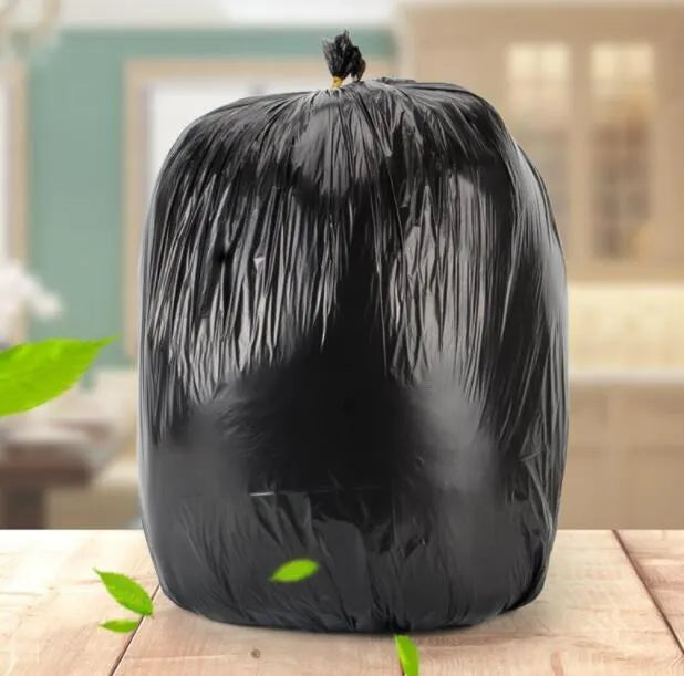 Roll of large black thickened plastic bin bags with 50x60cm dimensions