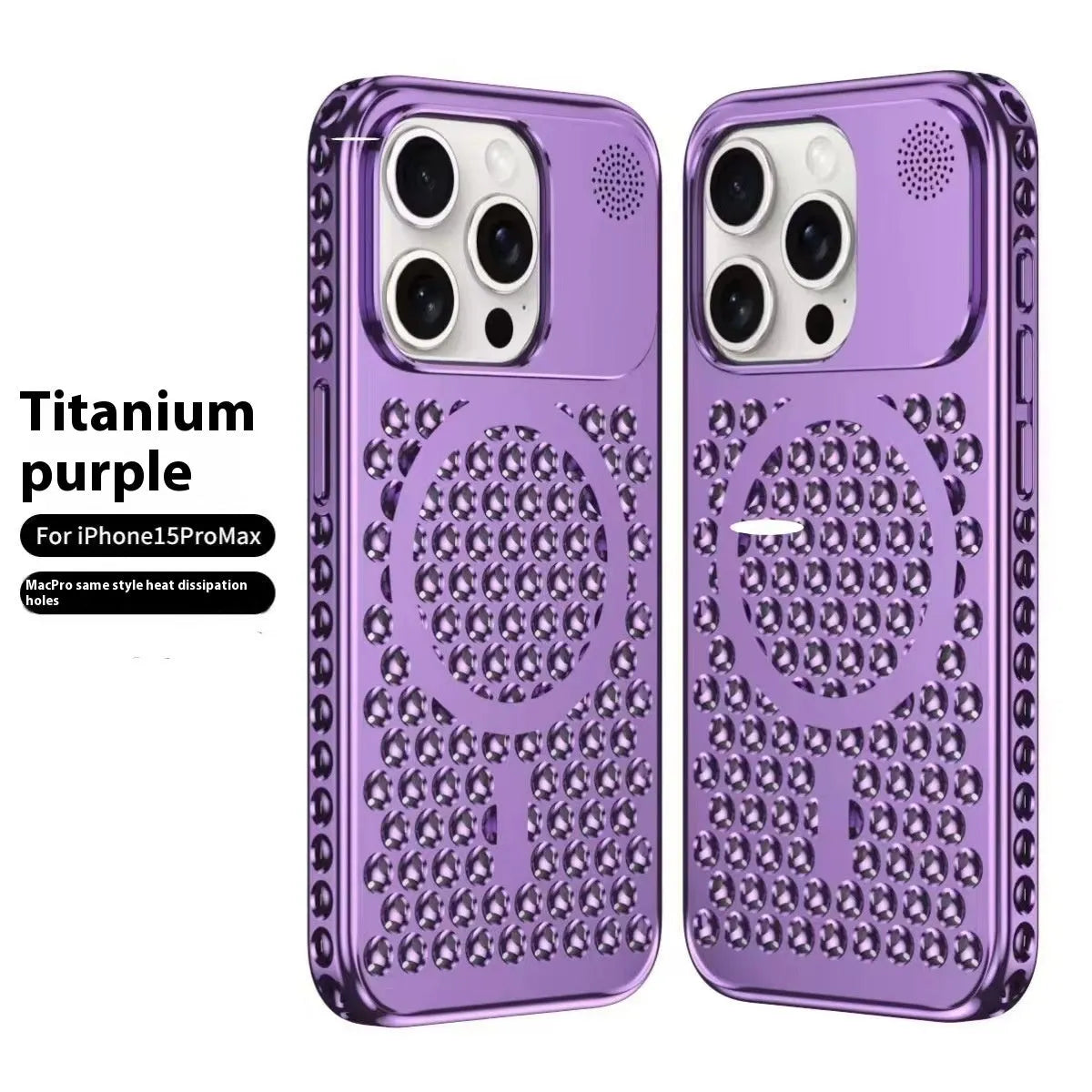 Electroplating magnetic suction heat dissipation phone case for iPhone 15 Pro and Pro Max in titanium colours