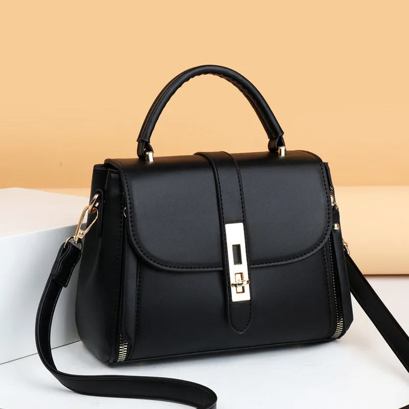 Women's square vertical messenger bag in soft PU leather with adjustable shoulder strap