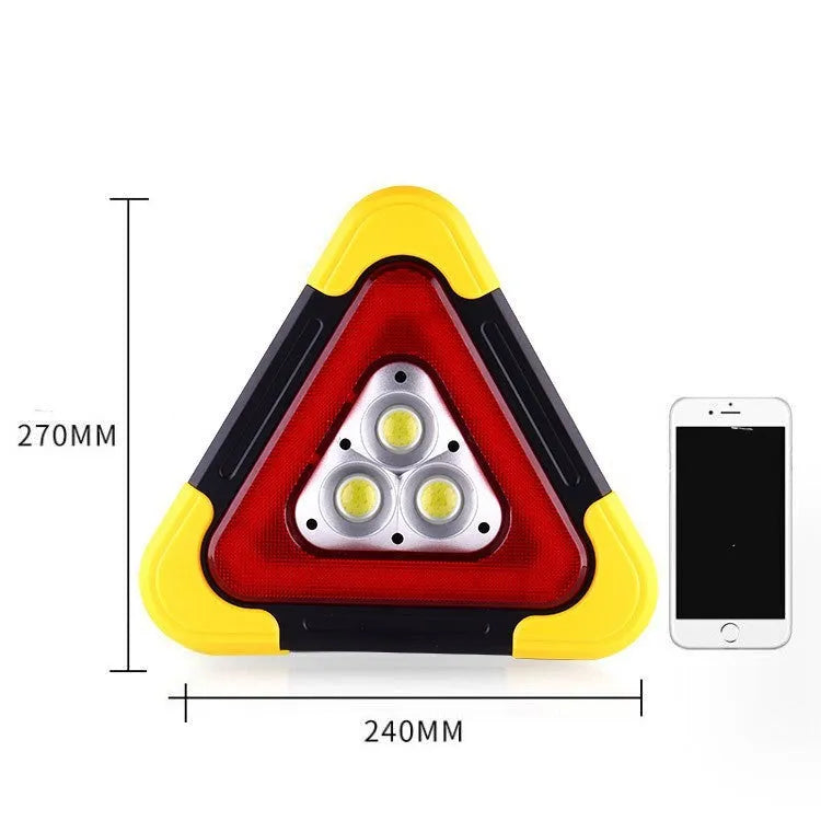 Car mounted tripod warning sign light in picture colour, large or small, with solar charging and 6400mAh battery.