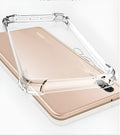 Transparent TPU phone case for Huawei and Honor phones showing airbag anti-fall protection design.