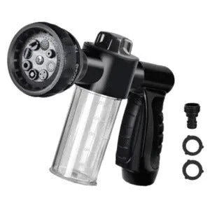 Green high-pressure foam spray gun with adjustable nozzle for car washing and garden use