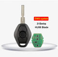 BMW 3 button remote key with straight metal HU58 blade for EWS system compatibility