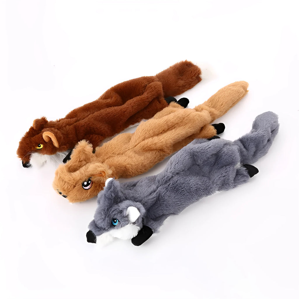 Plush dog chew toy for molar cleaning and anti-biting, animal modelling bite toy in brown or grey