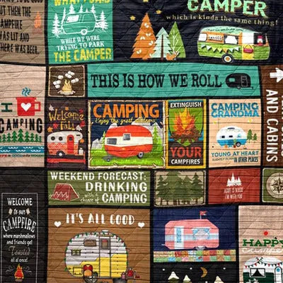 Soft hypoallergenic outdoor camping blanket in 100% polyester with lamb cashmere texture, available in multiple sizes.