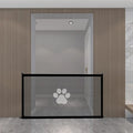 Portable folding dog barrier net with plastic rod frame in black dog footprint design