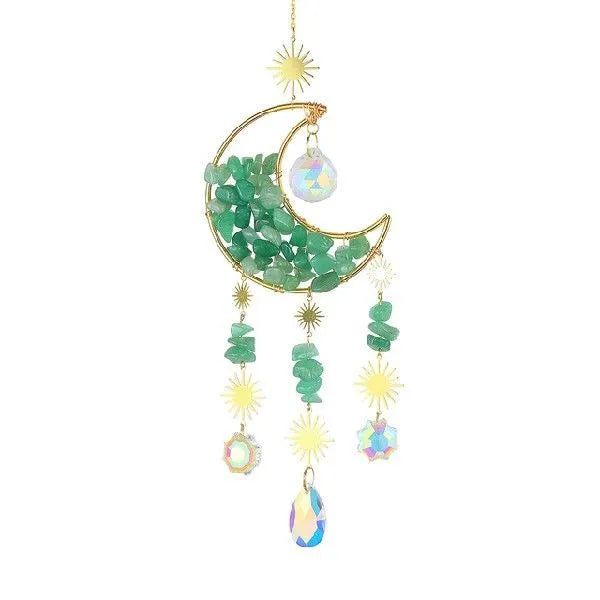 K9 crystal reflective moon pendant car accessory in blue, green, pink, purple, or white.