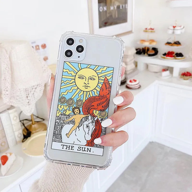 Mythology comic design phone case in sun colour for iPhone with graffiti cartoon artwork