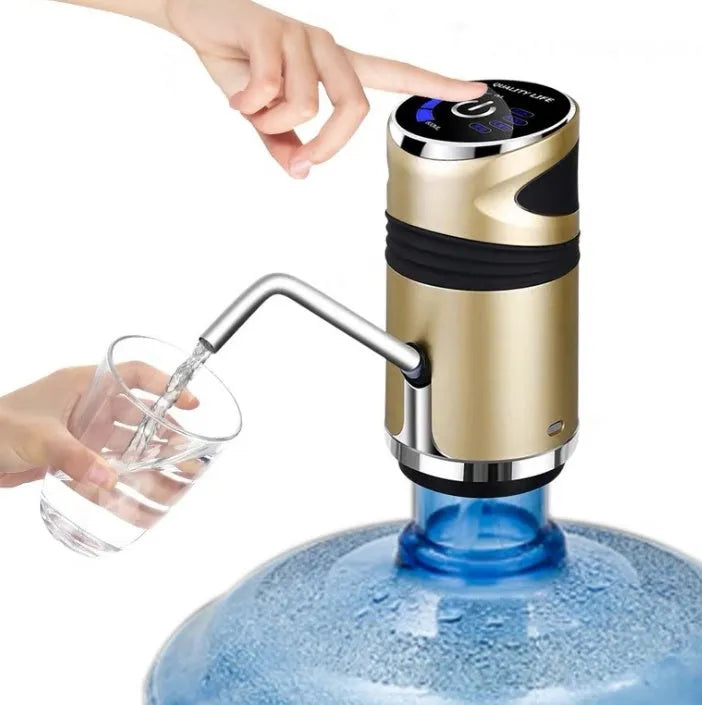 USB charging bucket water absorber with touch button, stainless steel hose, and child lock in gold colour
