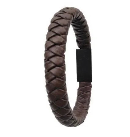 Leather woven data cable bracelet with USB Micro USB 8PIN, 22cm 24cm, black dark blue coffee gold red white