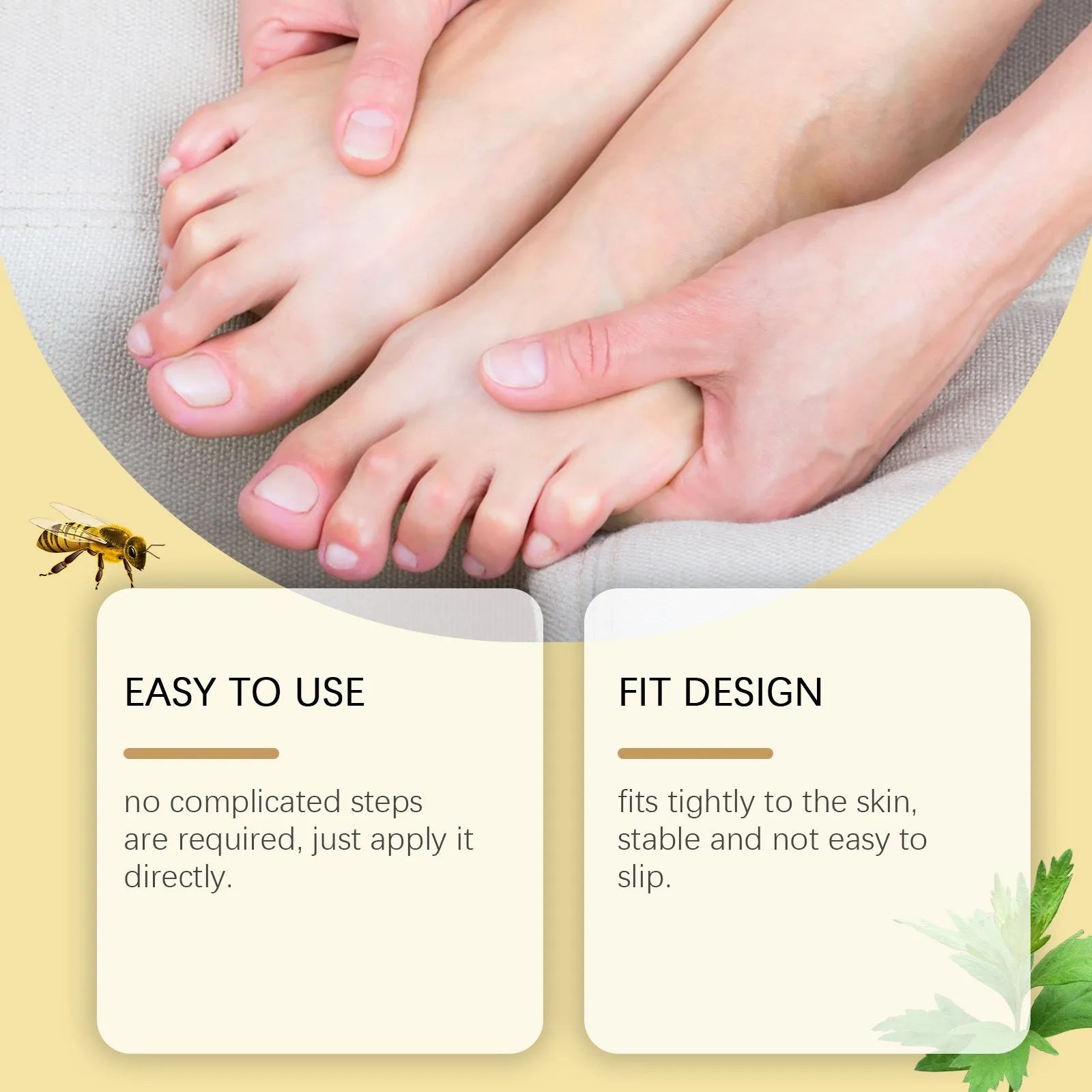 10-piece pack of foot care patches with bee venom and mugwort for universal skin types