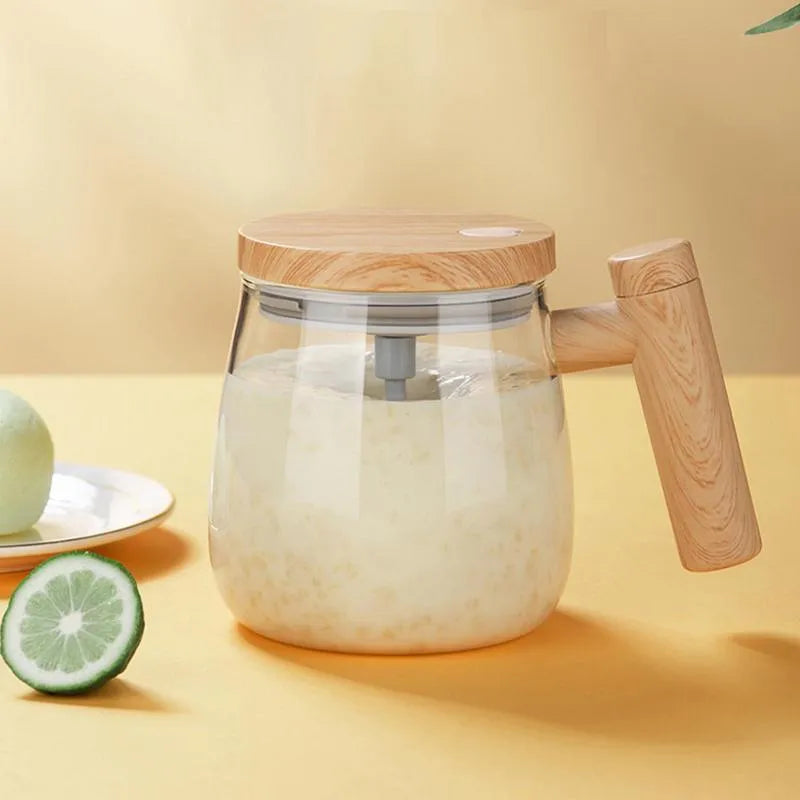 400ml self-stirring coffee mug with electric mixing function in borosilicate glass