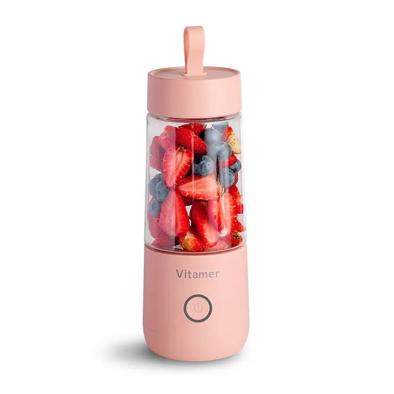White portable USB blender juicer with 350ml Tritan cup and silicone lifting ring