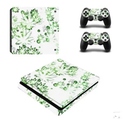 PS4 Slim vinyl protection film sticker with visible air vent grooves on the adhesive backing