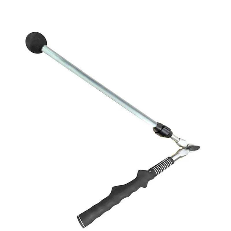 Golf folding swing trainer with aluminium shaft and rubber grip, extended to 110cm, black colour