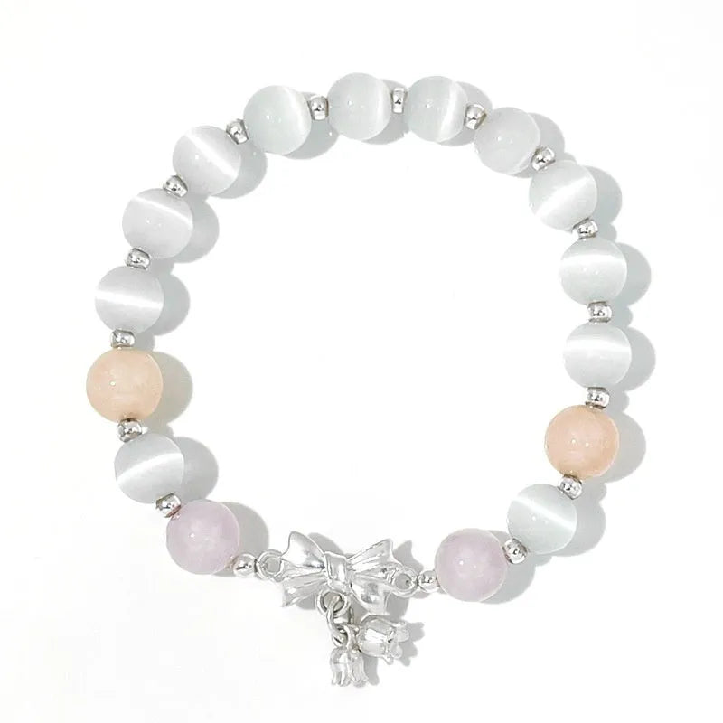 Bowknot two shihuan opal crystal bracelet in lavender amethyst colour measuring 10mm