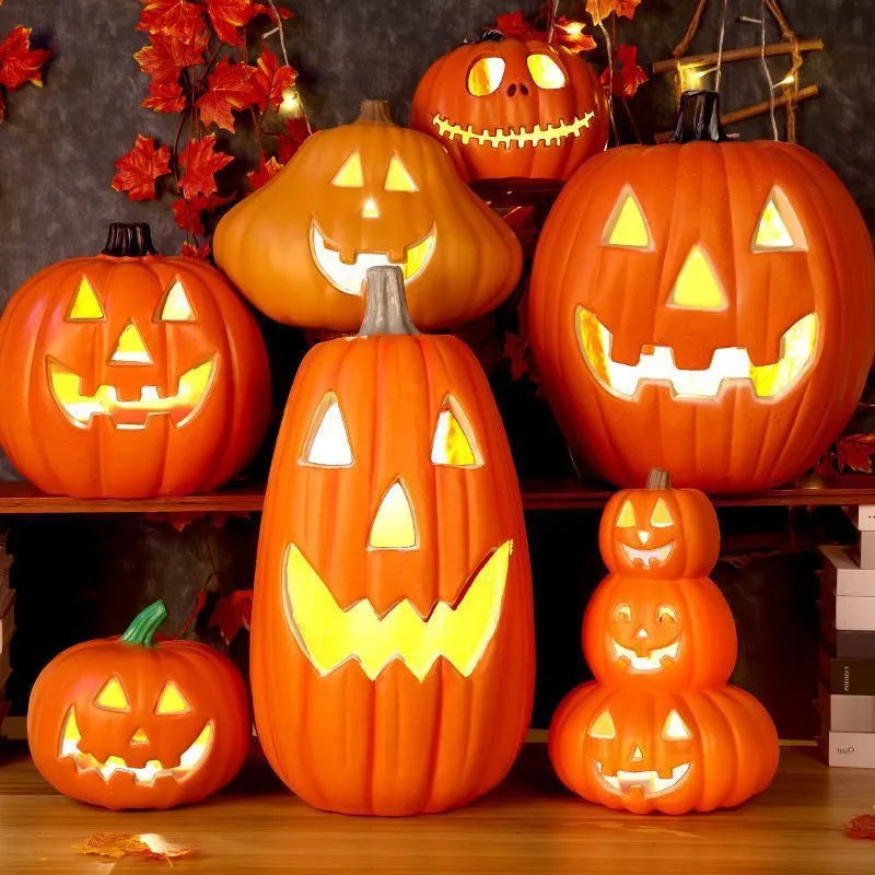 Hollow-out plastic pumpkin lamp prop in European style, 30x28x26cm, for Halloween or Easter decoration